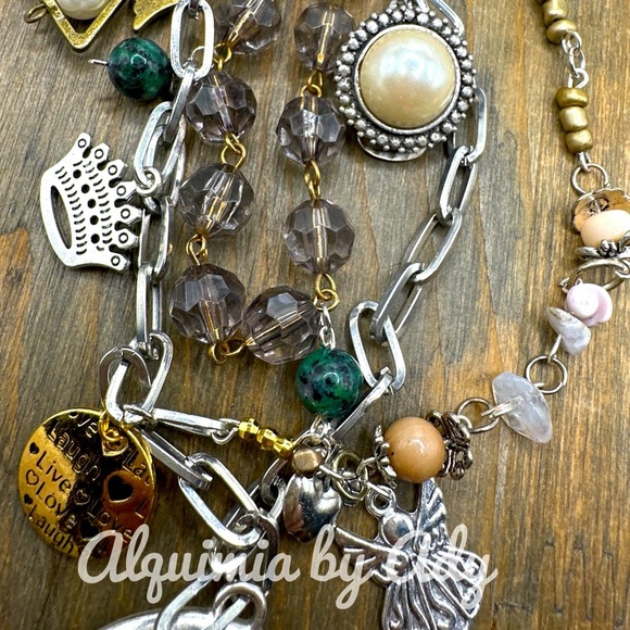 Zoisite Ruby handmade chunky layered statement multi charms necklace - Picture 1 of 14